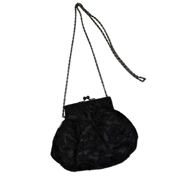 Small Black Lace Purse with Chain Strap Formals Prom Night Out - Picture 1 of 7